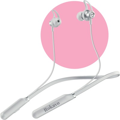 ROKAVO Hi-Fi Neckband Selfproof vibration Wireless Headphones 30 hours battery backup Bluetooth Headset(Grey, In the Ear)