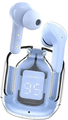 NICK JONES Transparent Charging Case and LED Digital Display, Bluetooth Earphones Bluetooth Gaming(Blue, In the Ear)