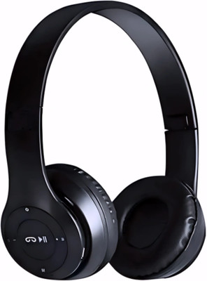 TWS Wireless Audio Headset with Mic, SD Card & Extended Backup_8J Bluetooth & Wired(Black, On the Ear)