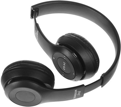 RECTITUDE P47 WIRELESS BLUETOOTH PORTABLE SPORTS HEADPHONES WITH MIC, FM, mSD CARD SUPPORT Bluetooth & Wired(Black, On the Ear)