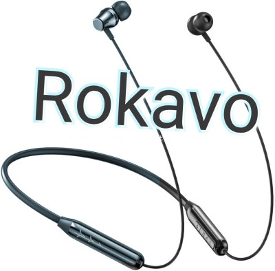 ROKAVO Bluetooth Neckband long battery life 5HR plus in the ear Bluetooth Headset(Black, In the Ear)
