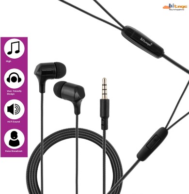 Hitage Wired Earphones Mic 3.5mm Audio Jack Stereo| Wired Headset Stylish HP-206 Bluetooth Headset(Black, True Wireless)