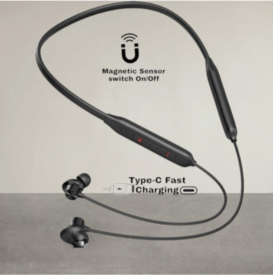 house of common Pro Neckband With Upto 48 Hours Playback & Fast Charging Earphone_SY_2A Bluetooth & Wired(Black, In the Ear)