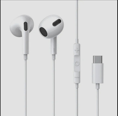 HRYFiNE Universal Type C in-Ear Earphone with mic & in-Line control 1.2M Tanglefree Wired(White, In the Ear)