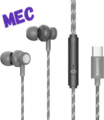 Modorwy Mec USB C Earphone Wired Type C Earphone Noise-Canceling with Microphone Wired(Grey, In the Ear)