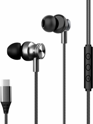 Kratos Elite Type C earphone with Mic wired headphone , In-Line Controls, Tangle Free Wired Gaming(Grey, In the Ear)