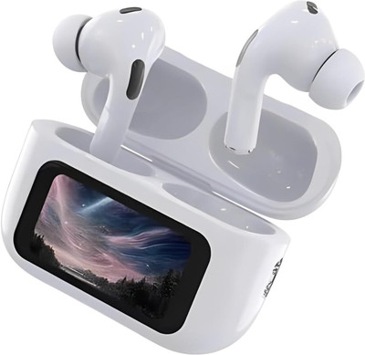 KARTIKEY Newly Launch Display Touch screen Earbuds with 48 hours backup Noise cancelation Bluetooth(White, True Wireless)