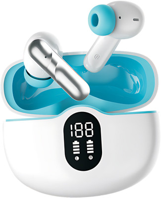 snowbudy 2024 Newest Wireless Earbuds Tws Earphones 9D Stereo Sports gaming Earbuds Bluetooth(White, Blue, True Wireless)