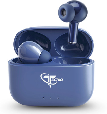 Techio ZoomBuds TWS with Touch Controls, HD Mic, Type-C Charging & 360 Sound Bluetooth(Blue, True Wireless)