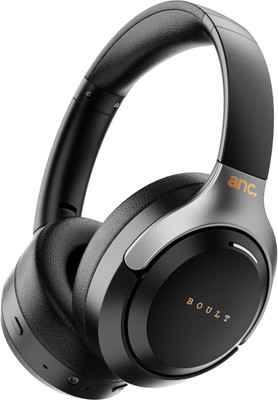 Boult Anchor ANC Calling, 72H Battery, Dual Pairing, Foldable Built, 40mm Driver, 5.4v Bluetooth & Wired(Pure Black, On the Ear)