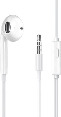 snowbudy Music Lovers Headset with Mic Wired Earphones Wired Headset(White, In the Ear)