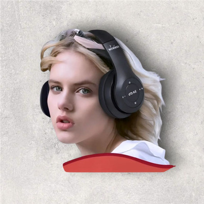 TWS Contemporary Bluetooth Headphones with Mic for All Media Types._7Q Bluetooth & Wired(Black, On the Ear)