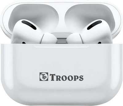 TP TROOPS 45H AUTO PAIRING TWS HEADSET Wireless Bluetooth 5.1 Bluetooth without Mic(White, True Wireless)