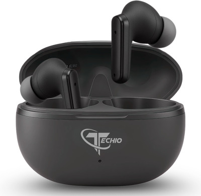TECHIO AirBeat ENC Bluetooth Earbuds, 40Hr Backup, 13mm Bass, IPX5 Bluetooth(Black, True Wireless)
