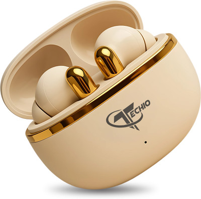 Techio Wireless Earbuds - Premium TWS with Mic, Fast Pairing, ANC Bluetooth(Brown, True Wireless)