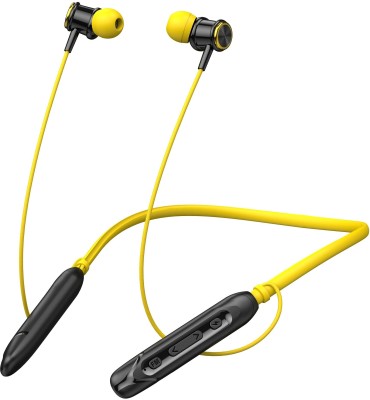 RD EM-500 Neckband, 13mm Driver, 48 Hrs Playtime, BT v5.2, 5 EQ Mode & FM, IPX4 Bluetooth(Yellow, In the Ear)