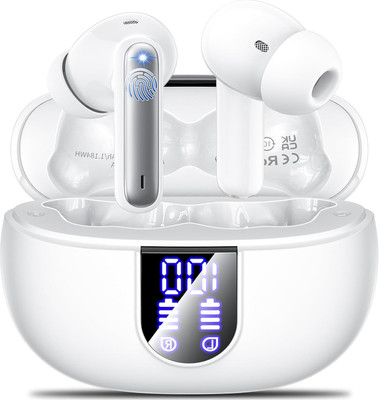 wazny Bluetooths Earphones and Earbuds with Power Display and Fast Pairing TWS Bluetooth Gaming(White, True Wireless)