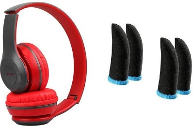 LOPAZ COMBO pack 2 pair pubg gloves with foldable wireless Bluetooth(Red, On the Ear)