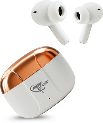 TECHIO BassTune Infinity Ultra Bass Series with HiFi Audio and ENC Mics 40Hr Playback Bluetooth(White, True Wireless)