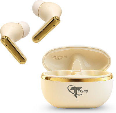 TECHIO WindBeats Air ENC Calling Earbuds, 40Hr Playback, 13mm Bass Drivers Bluetooth(White, True Wireless)