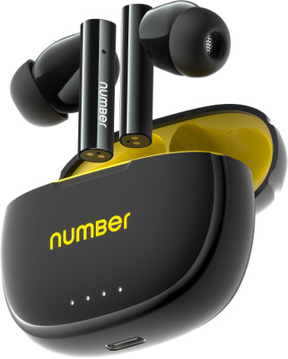 Number Navo Buds X1 w/ 50H Playtime, Dual Pairing, 13mm Speakers, ENC, 45ms Low Latency Bluetooth(Black Sun, In the Ear)