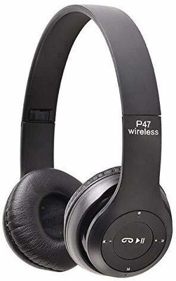 MECKWELL 47 Wireless Bluetooth Portable Sports Headphone with Microphone Bluetooth(Black, On the Ear)