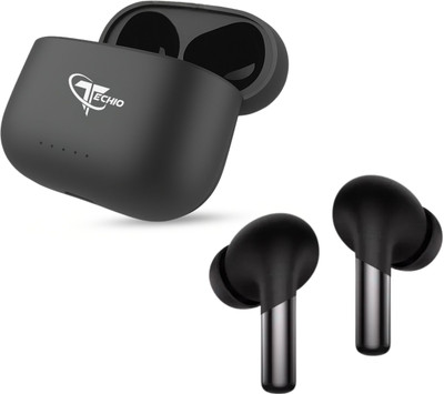 TECHIO ClearPods Wireless Earbuds with 5.3 Bluetooth, ENC Mic & Game Mode Bluetooth(Black, True Wireless)