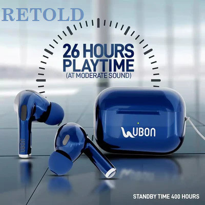 retold UBON KING BT-160 Earbuds Upto 26H Playtime, Noise Touch Control ,ANC Bluetooth(Blue, On the Ear)