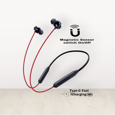 GDS 58 Hours Playtime Bluetooth Wireless Neckband Headphones Earphone_5T Bluetooth & Wired(Red, In the Ear)