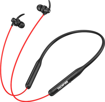 TECHFIRE Bullets 535 48 Hours Playing Time Fast Charging Bluetooth Neckband Earphone Bluetooth(Black Red, In the Ear)
