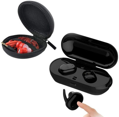 DRUMSTONE Combo C689 - TWS4 Bluetooth 5.0 Touch Sports Headset & Round Zipper Storage Bag Bluetooth(Multicolor, In the Ear)