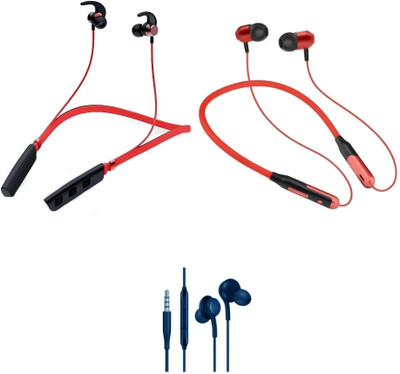 LEVELPLUS Buzz R1 & Jazz With Akg Neckband Combo 45 Hours Playtime Bluetooth(Red, Blue, In the Ear)