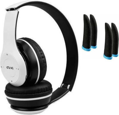 MECKWELL COMBO pack 2 pair pubg gloves with foldable wireless Bluetooth(White, On the Ear)
