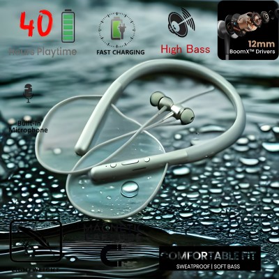 GREE MATT Bluetooth Neckband 40 Hours Playtime,Waterproof,Deep bass Fast Charging,N121 Bluetooth Headset(Green, In the Ear)