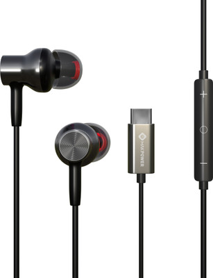 MAK POWER Type-C Wired Earphone, Premium HD Audio, 120 cm Tangle-Free Cable, in-Line Mic Wired(Black 1, In the Ear)