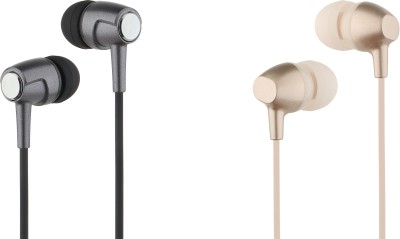 Bluei Combo of Candy 1 (Black) and Candy 2 (Gold) Wired Earphone ( 2 Earphone) Wired Headset(Black, Gold, In the Ear)