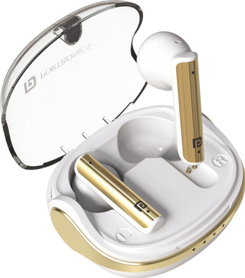 Portronics Harmonics Twins S7 Smart TWS Earbuds, 35Hrs Playtime, Quad Mics, Auto ENC, 5.3v Bluetooth(White, In the Ear)