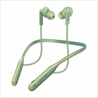 TP TROOPS Wireless in Ear Bluetooth Neckband with ENC Mic, 60H Playtime, Headset Headset Bluetooth & Wired Headset(Green, In the Ear)