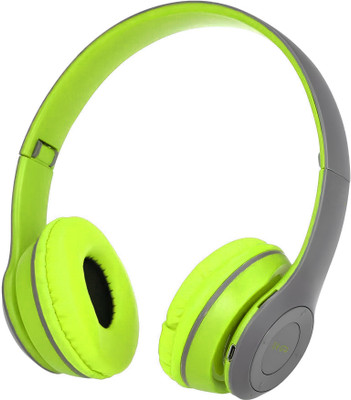 F FERONS Portable Foldable Headphon Clear Sound Comfort Fit Adjustable & Travel Friendly Bluetooth(Lawn Green, On the Ear)