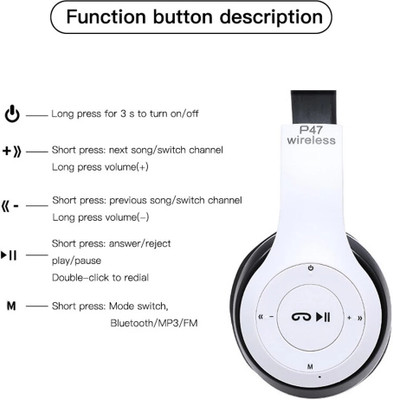 ENMORA P-47 Bluetooth Sports Headphones With Microphone Feature,Stereo GDH11 Bluetooth(Black, On the Ear)
