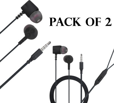 VIPPO Earphone with one Key Answer Button Wired Headset with mic VHB-319 (pack of - 2) Wired Headset(Black, In the Ear)