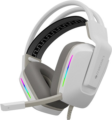 ZEBRONICS Zeb-Havoc Premium Headphone, Dolby Atmos Subscription,Suspension Headband,RGB Wired Gaming(White, On the Ear)