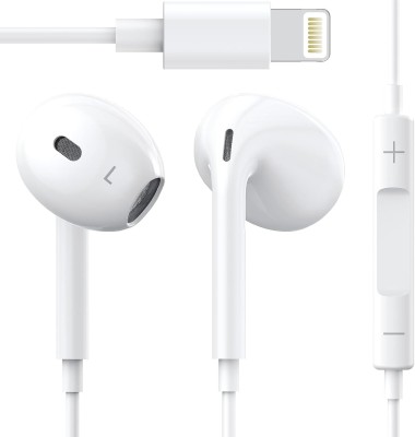 X88 Pro Earbuds Wired for iPhone Lightning Corded Headphones with Microphone Controller Wired Headset(White, In the Ear)