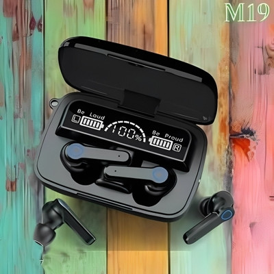 TOUCH 18 M19 TWS Wireless Bluetooth 5.1 Headphone With LED Digital Display Bluetooth Gaming(Black, True Wireless)