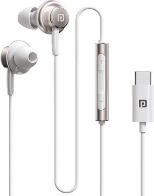 Portronics Conch Sigma C in Ear Type C Wired Earphones,in Line HD Mic,14.2mm Driver Wired(White, In the Ear)