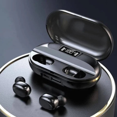 GUGGU 41v_T2 TWS Earbuds: 26hr Playback, Bluetooth 5.1, iOS/Android Bluetooth(Black, In the Ear)