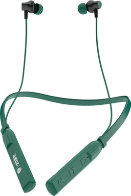 Aroma NB119 Genius Upto 60 Hours Playtime* Dual Pairing Fast Charging Neckband Bluetooth(Graphite Green, In the Ear)