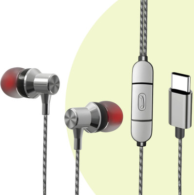 Bxeno Type C Handsfree with Mic Wired(White, In the Ear)