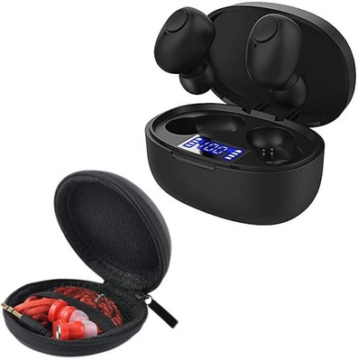 DRUMSTONE Combo Wireless Headset Music Twins 5.0 & Round Storage Bag Bluetooth(Multicolor, In the Ear)