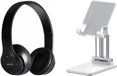 Glatoxi Foldable Wireless Height Adjustable Mobile Holder with Bluetooth Bluetooth & Wired(Black, On the Ear)